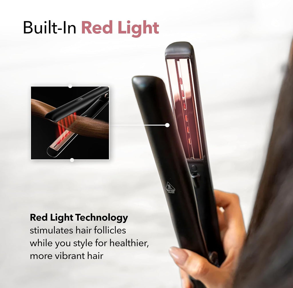 Plancha de pelo con plancha plana SRILabs StyleQ y terapia de luz r...