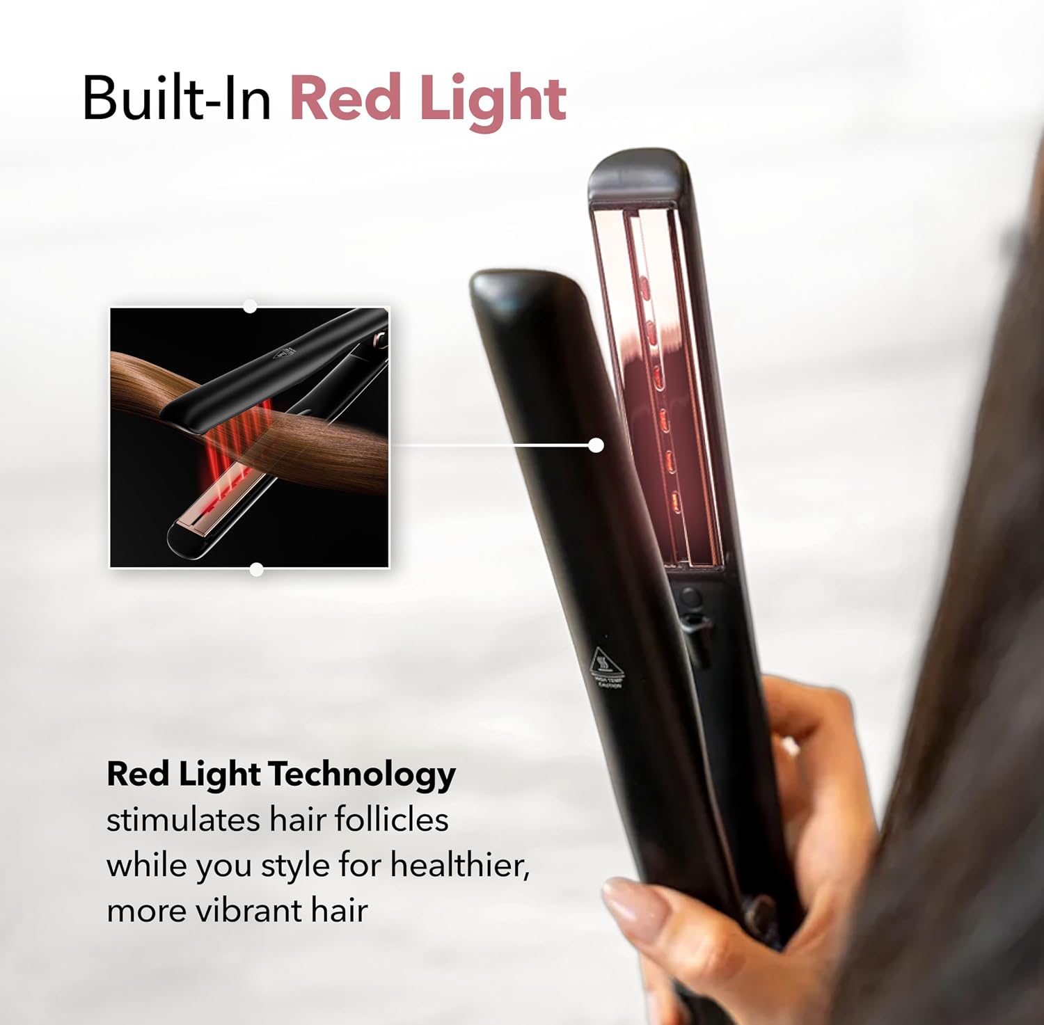 Plancha de pelo con plancha plana SRILabs StyleQ y terapia de luz r...
