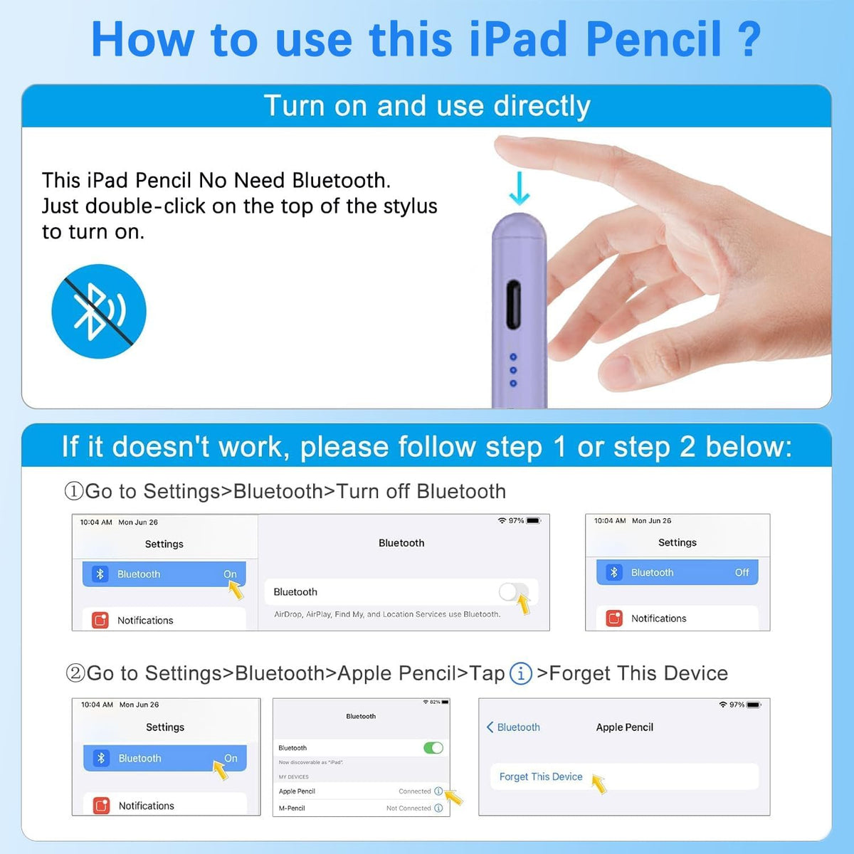 Lápiz óptico para Apple iPad 2018-2026 iPad Pencil para A16\/11\/10...