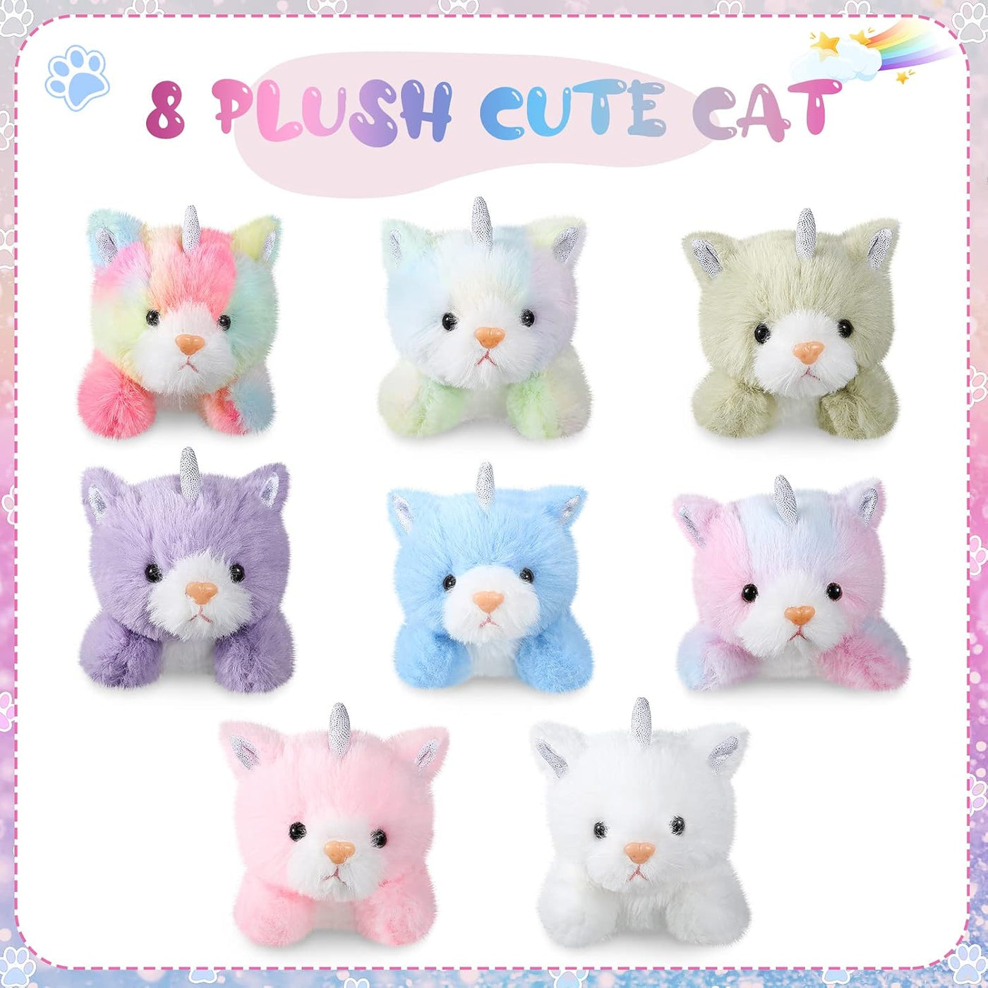 Sumind 8 piezas de animales de peluche de gato a granel, 5 pulgadas...