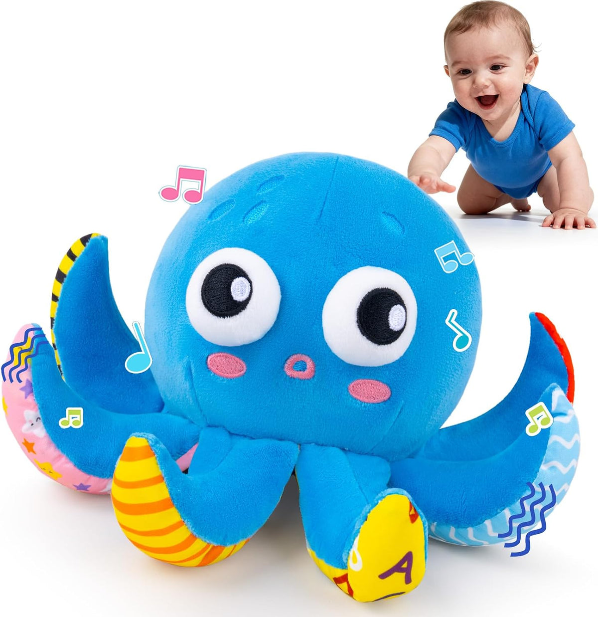 Juguetes para bebés de 6 a 12 meses, juguetes musicales de pulpo sa...