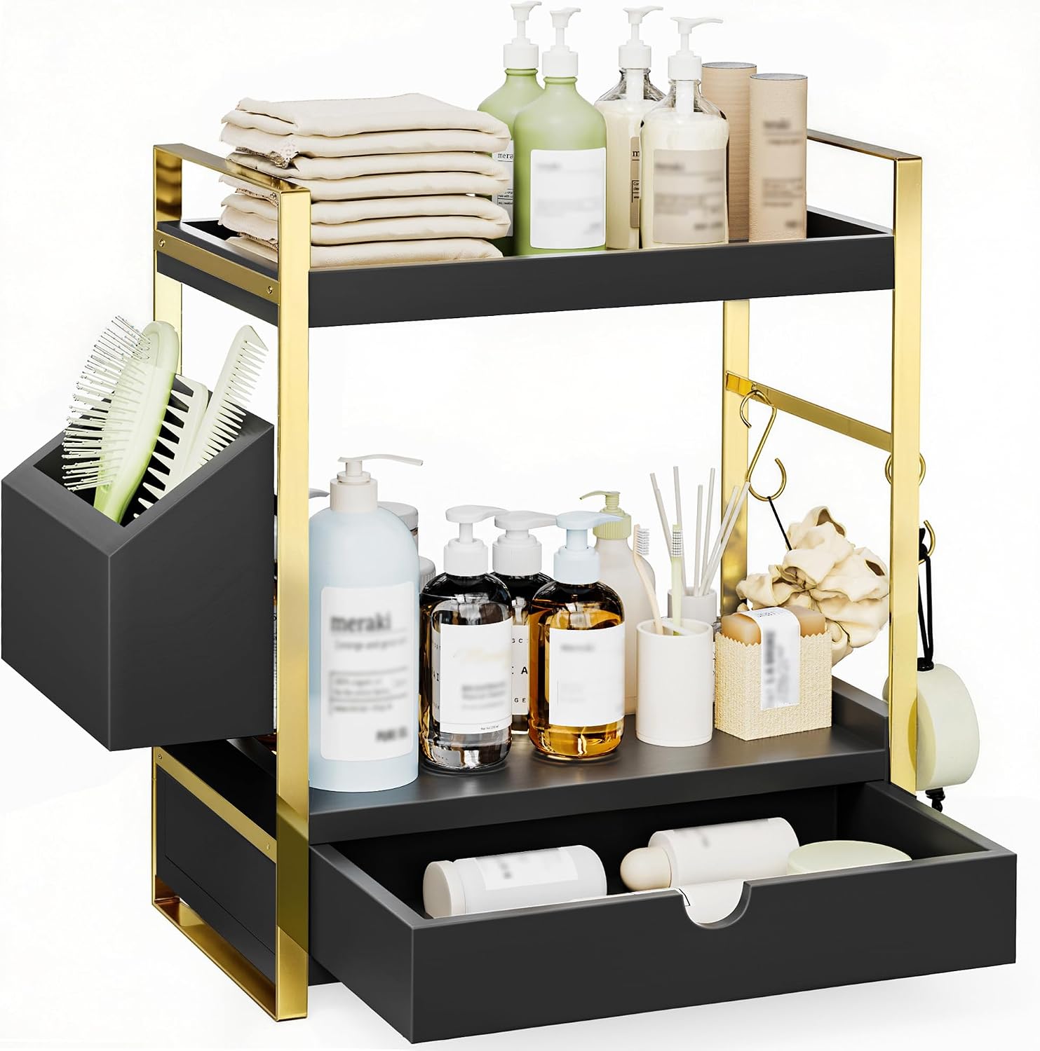 Organizador de mostrador de baño de 2 niveles, estante de tocador d...