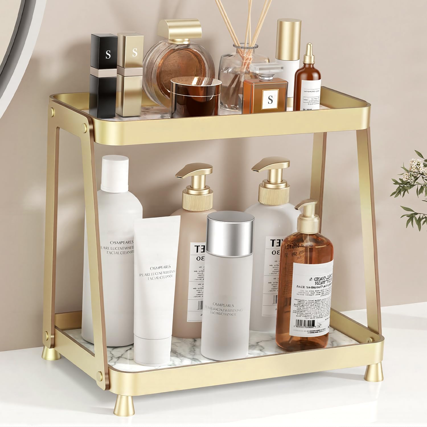 Organizador de mostrador de baño, organizador de maquillaje acrílic...
