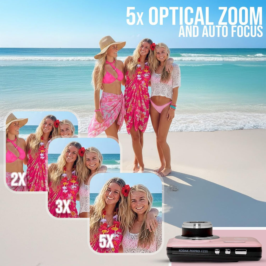 Kodak PixPro Friendly Zoom FZ55 16MP 1080p Cámara Full HD (Rosa pas...