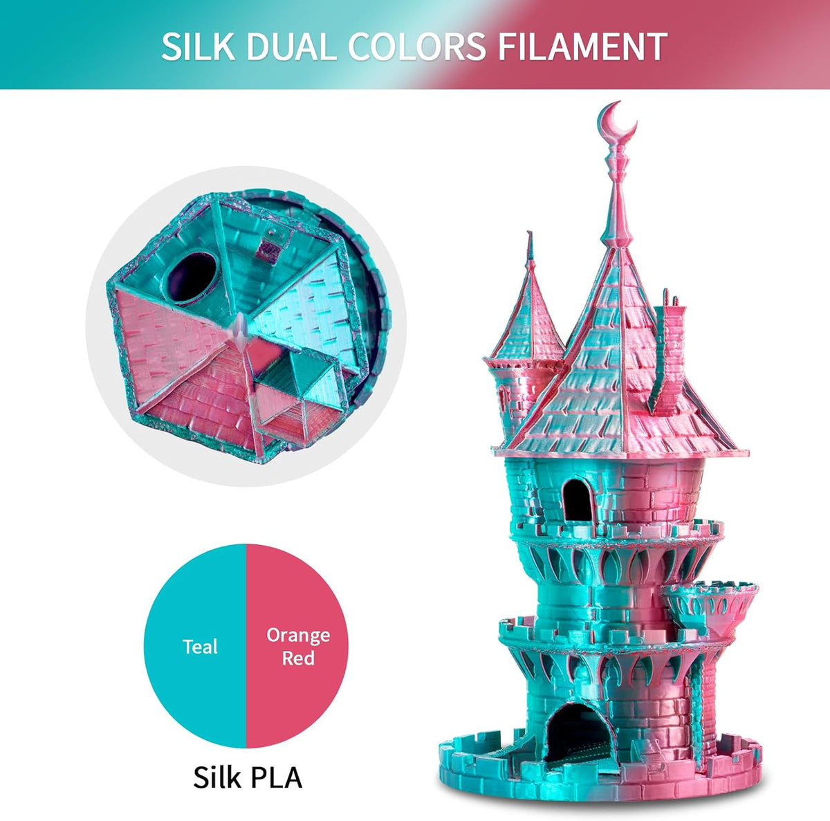 ERYONE - Filamento PLA de Seda de Doble Color para Impresora 3D 1.7...