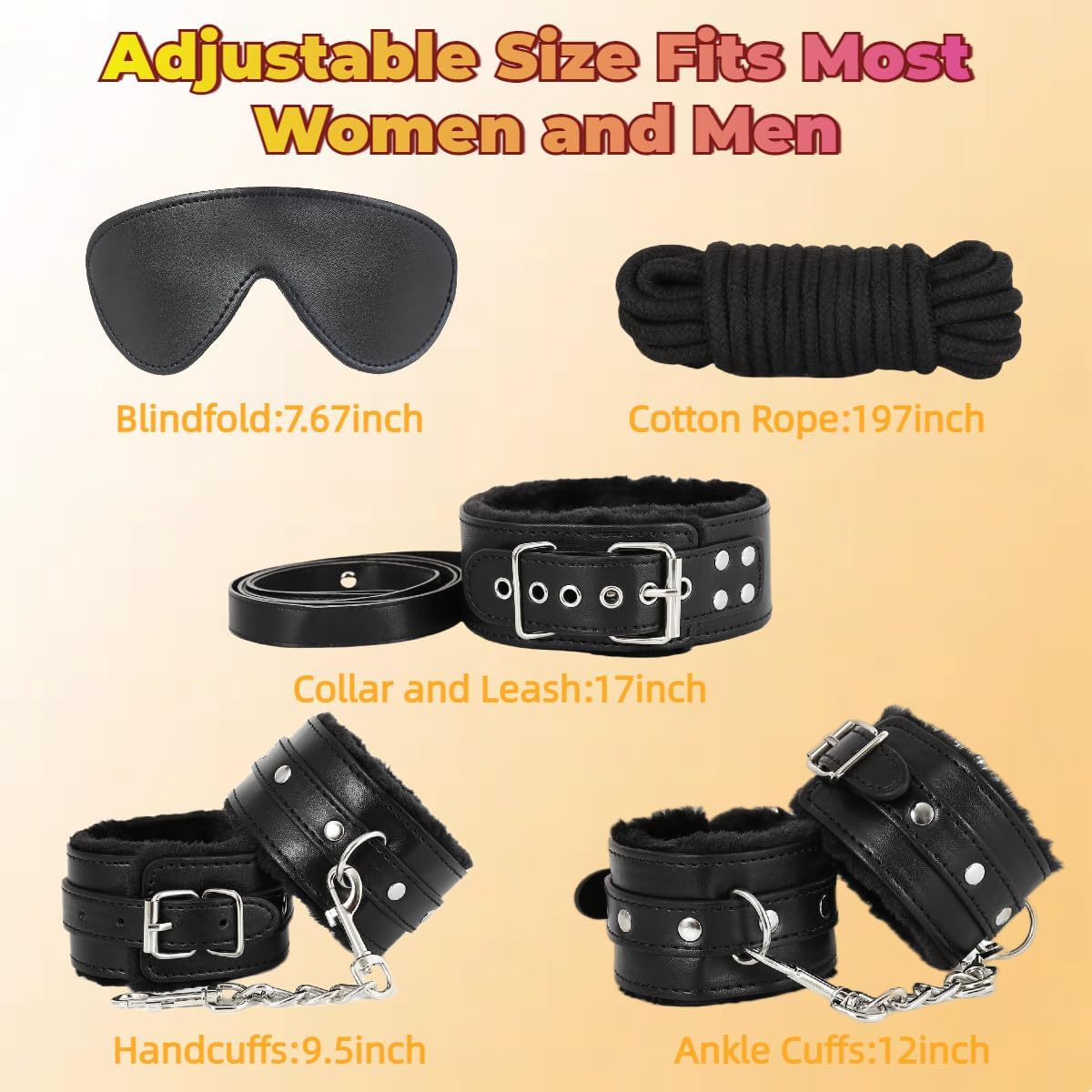 Kits de Restricciones de Bondage Sexual Juguetes BDSM 12 Piezas Esp...
