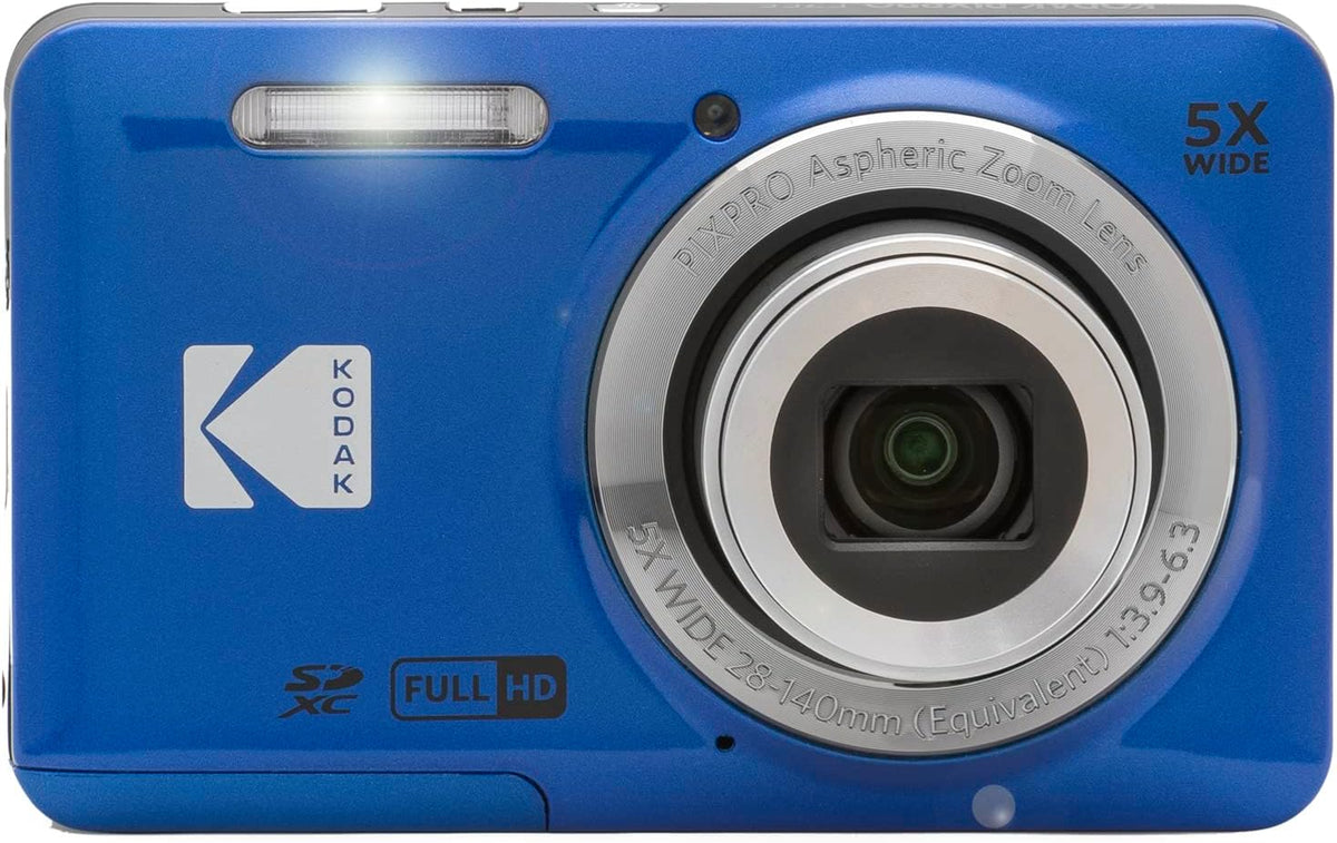 Kodak PIXPRO - Cámara digital FZ55, paquete azul con tarjeta de mem...