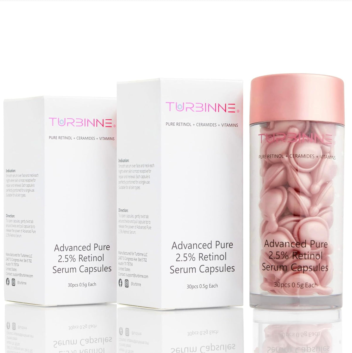 TURBINNE Cápsulas de suero de retinol puro al 2.5%. Luce 5 años más...