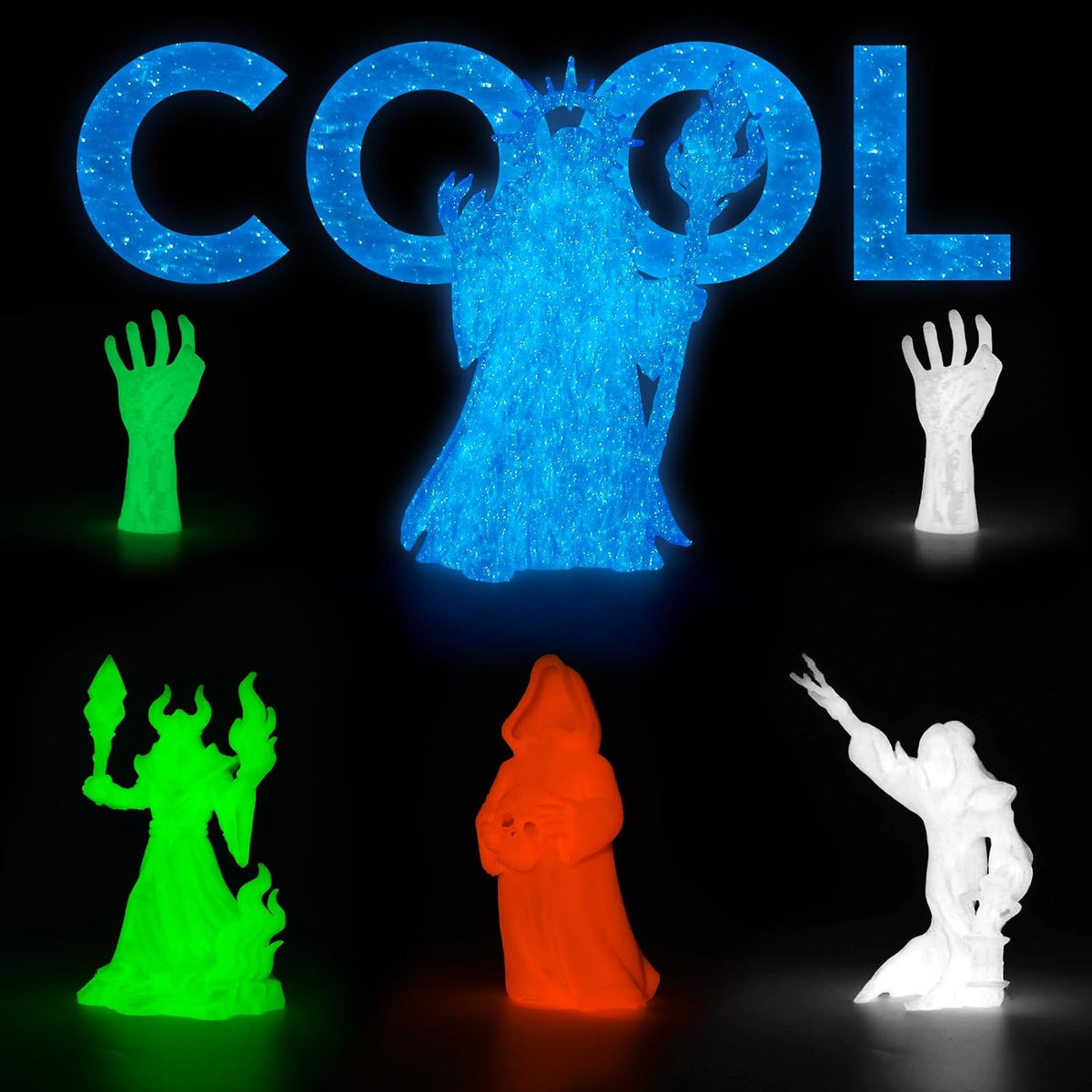 AMOLEN - Paquete de filamentos para impresora 3D PLA que brillan en...