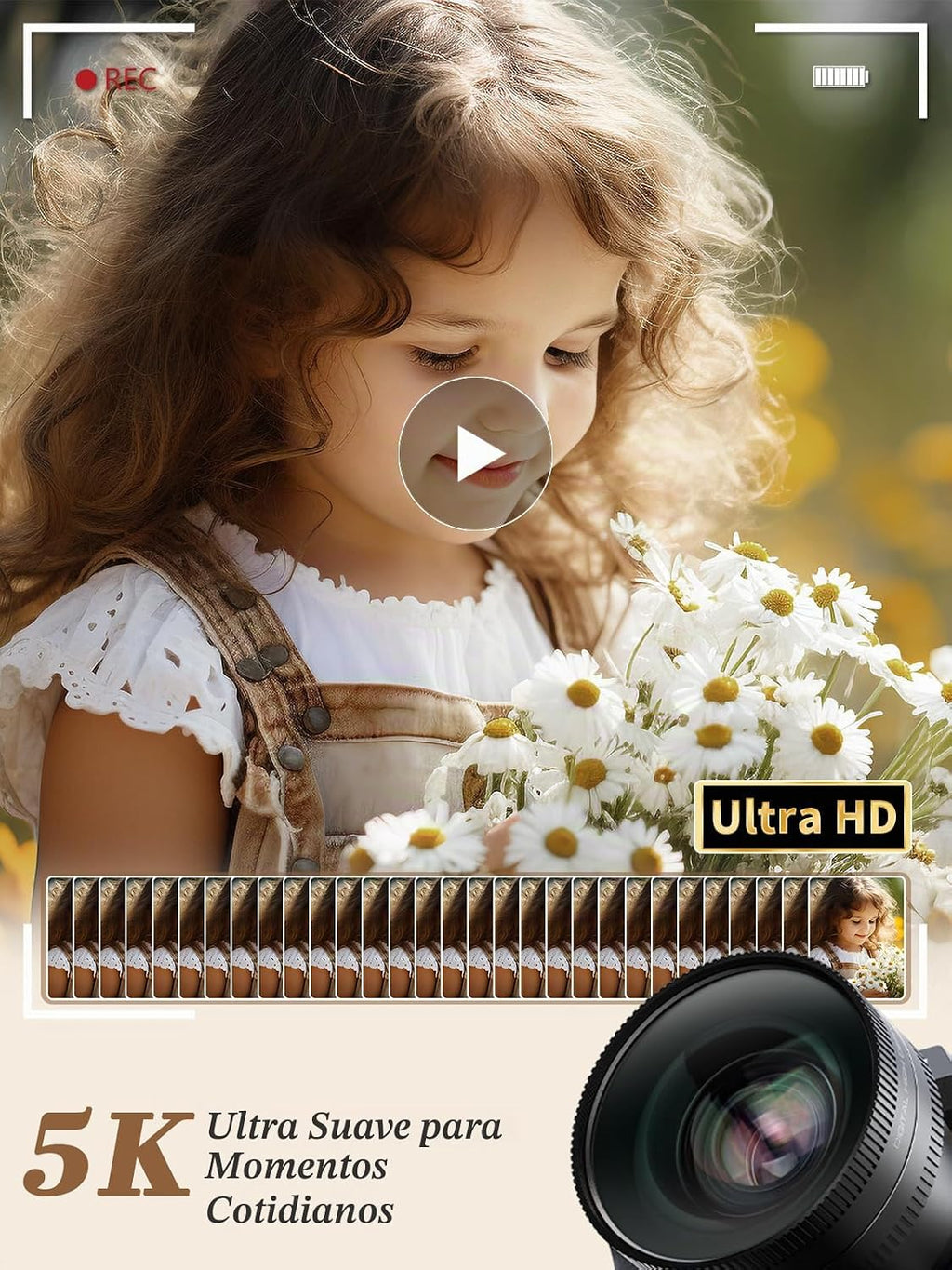Cámara digital True 5K 64MP para fotografía (negra) | Enfoque autom...