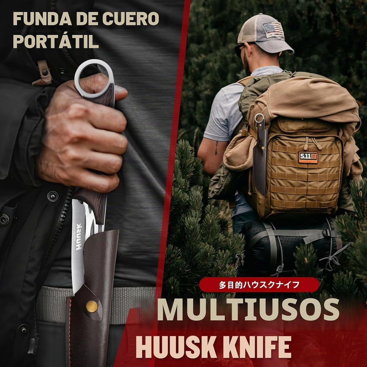 Huusk - Cuchillo deshuesador japonés para cortar carne con funda, h...