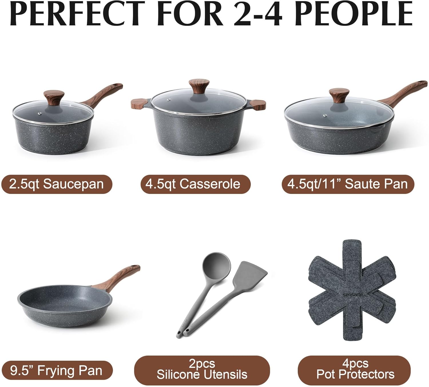 SENSARTE Juego de utensilios de cocina antiadherentes de 13 piezas,...