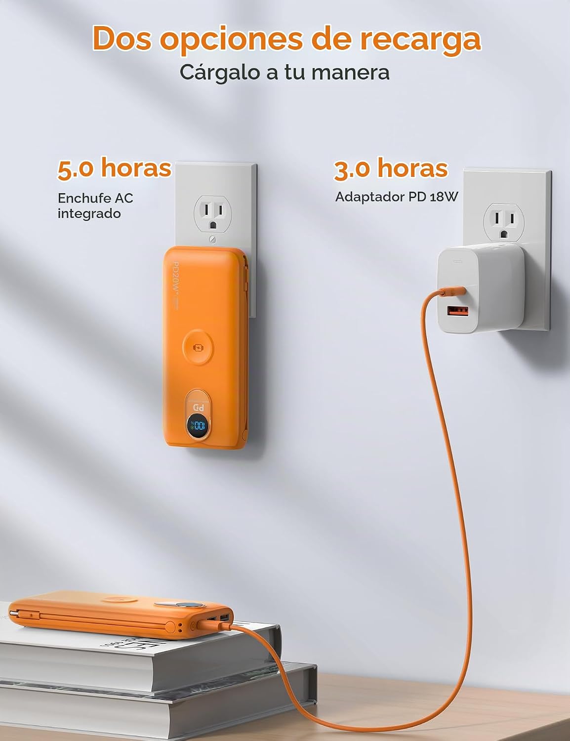 Cargador portátil Power Bank 10000mAh PD20W con cables incorporados...