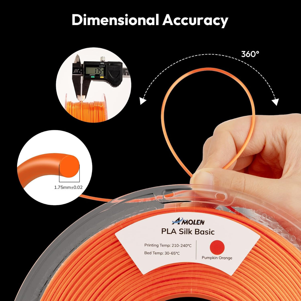 AMOLEN - Filamento de ácido poliláctico para impresora 3D, 1.75 mm,...