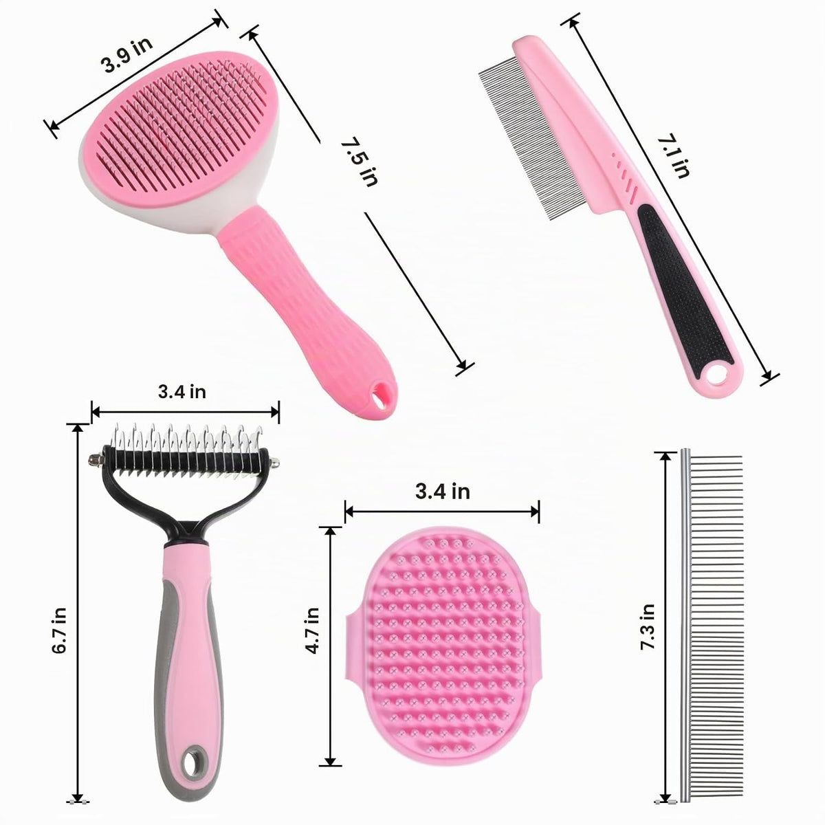 Juego de 6 piezas de aseo para perros, kit de aseo para mascotas, c...