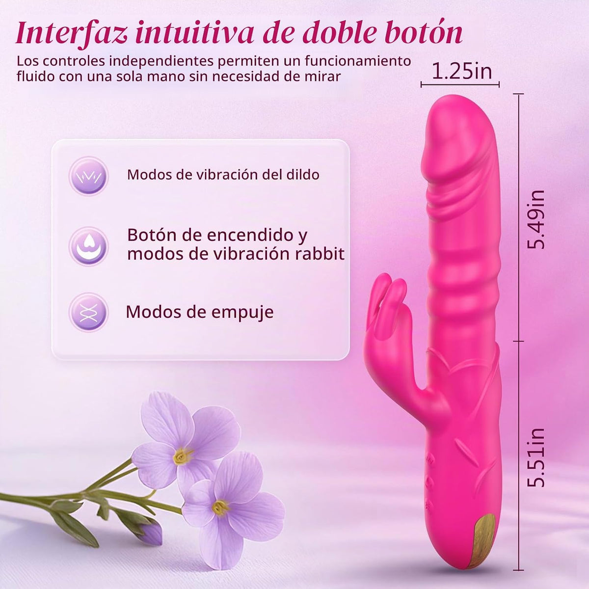 Vibrador de conejo de empuje, vibrador de clítoris de punto G, impe...