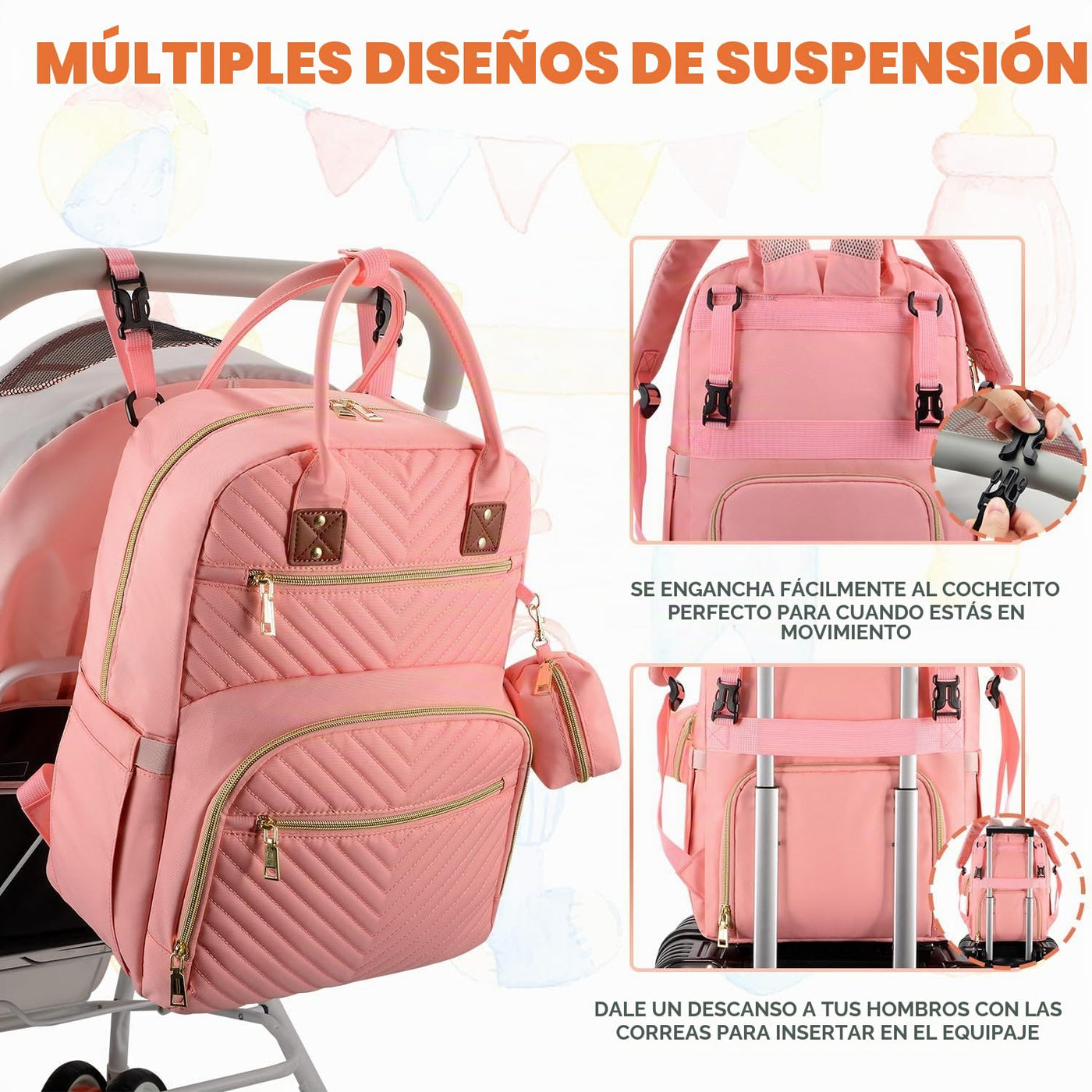 Tenot Mochila para pañales de bebé, bolsas de pañales de viaje para...