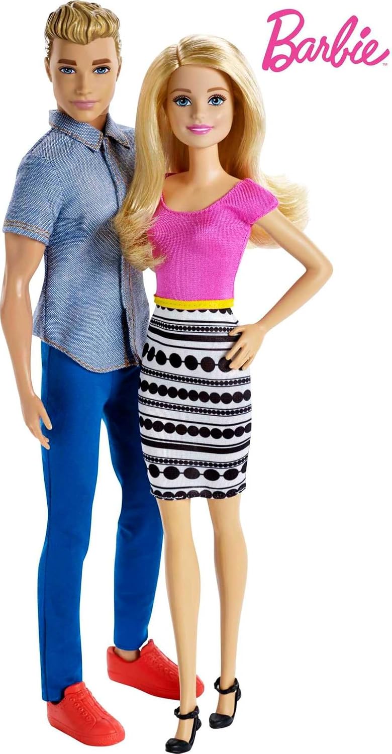 Paquete de 2 muñecos Barbie y Ken | Con cabello rubio y ropa colori...