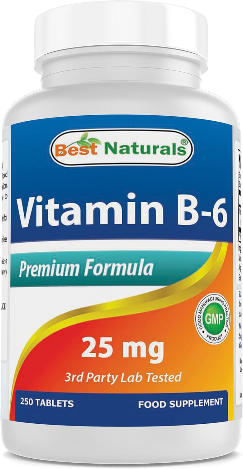 Best Naturals Vitamina B-6 Tabletas de 25 Mg, 250 unidades