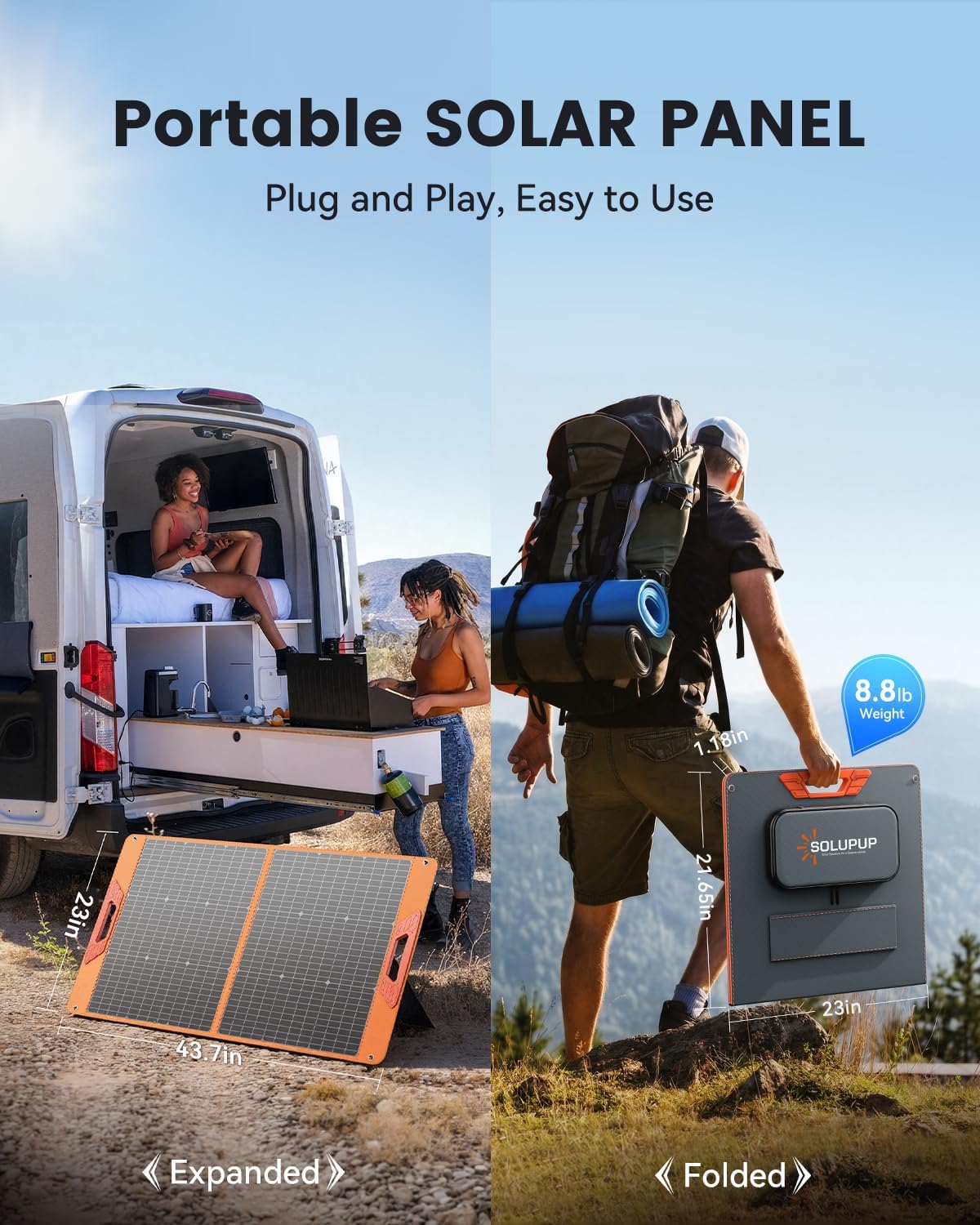 SOLUPUP Panel solar portátil de 100 W para estación de energía, car...