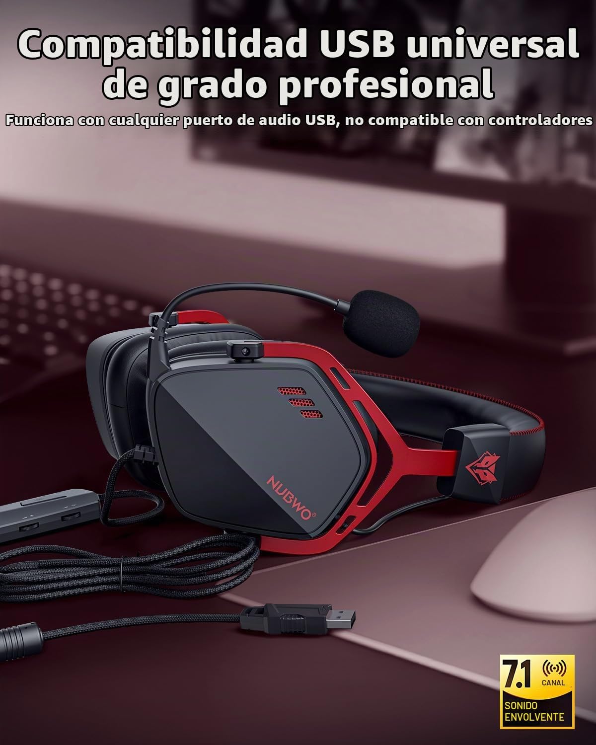NUBWO HG03 Auriculares con cable para juegos para PC, afinados por...