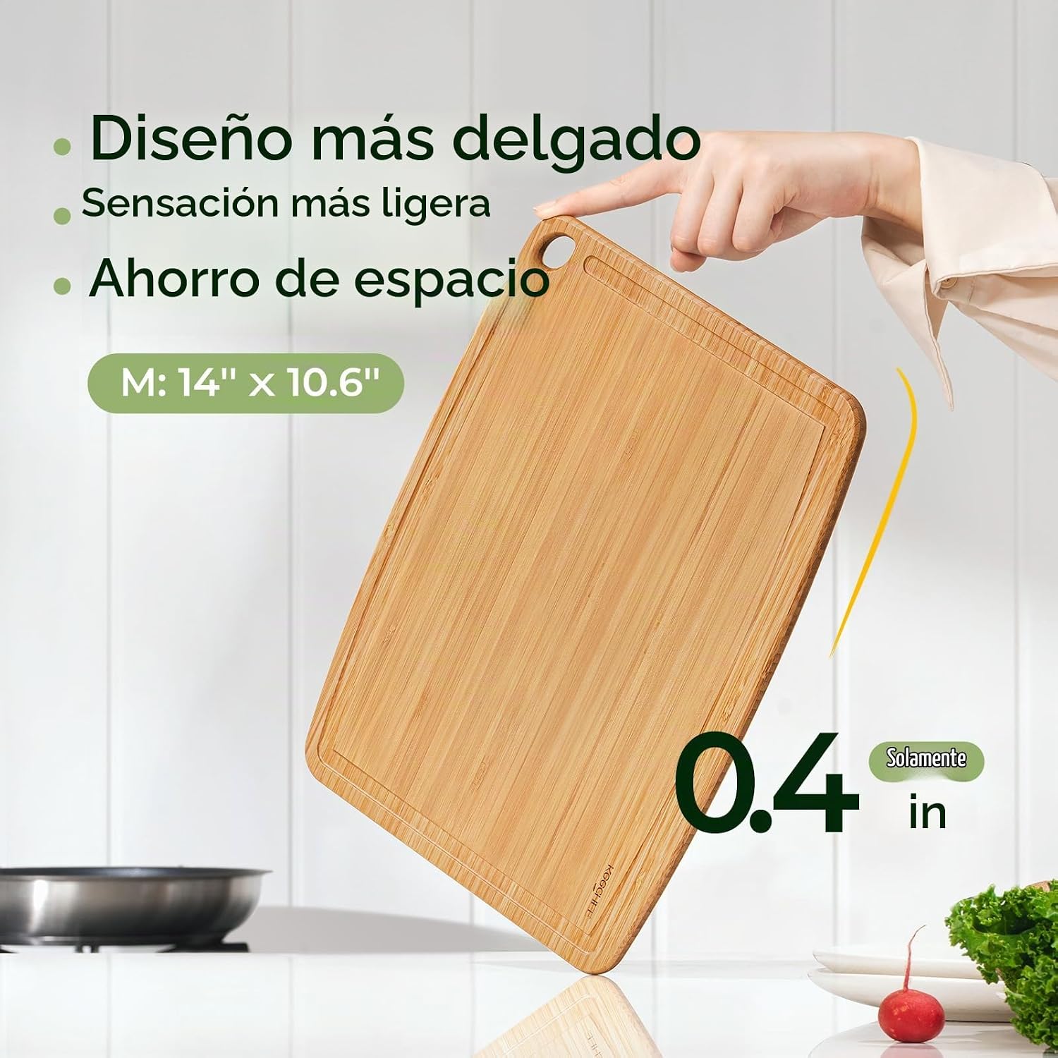 Keechee Tabla de cortar de bambú apta para lavavajillas, tabla de c...