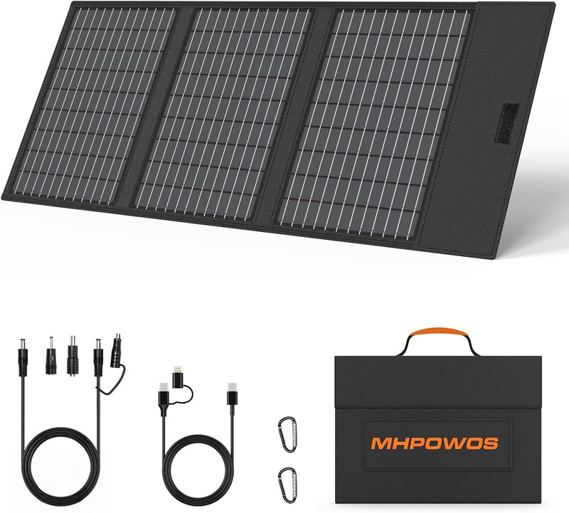 Cargador de panel solar portátil de 45 W con salidas USB-C, USB-A y...