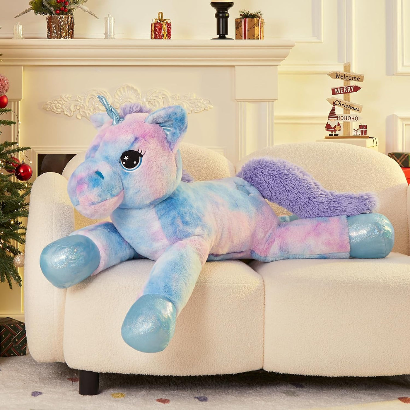 Muiteiur Animal de peluche de unicornio de 43.4 pulgadas, unicornio...