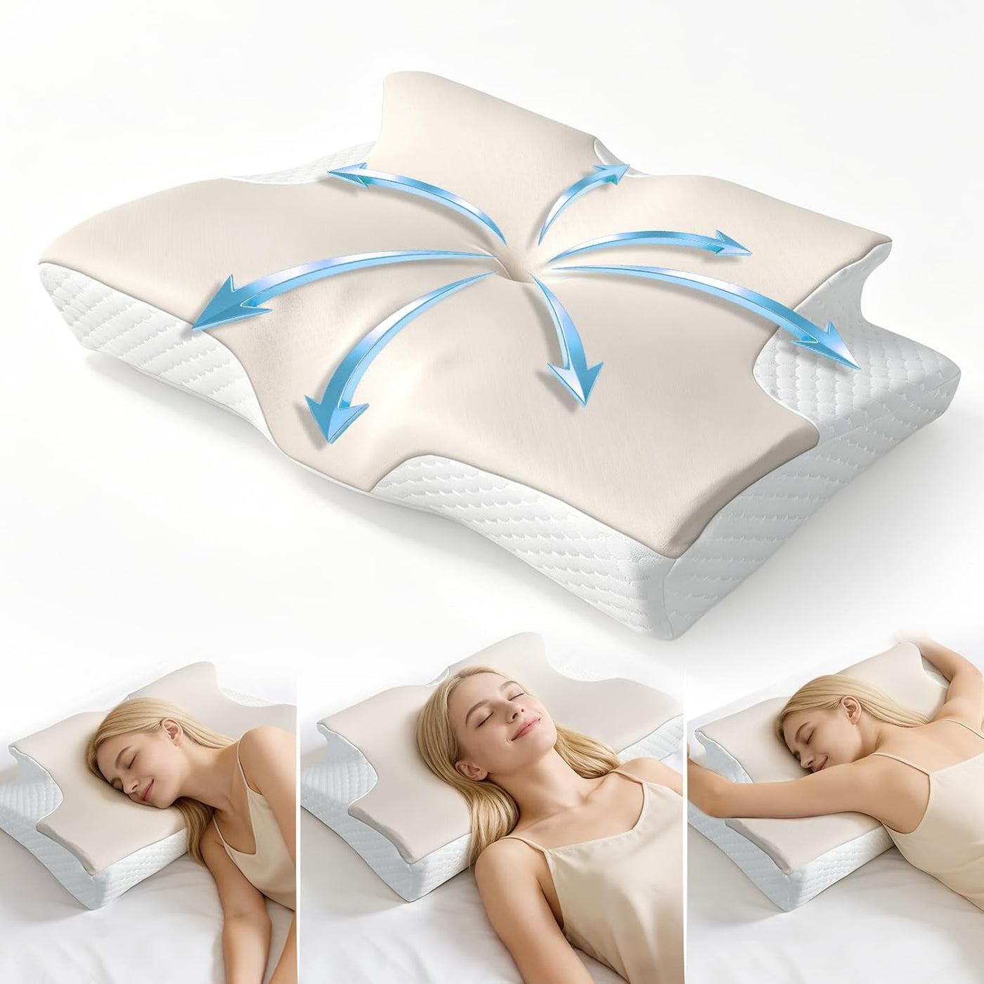 Almohada cervical para el cuello para aliviar el dolor, almohada er...