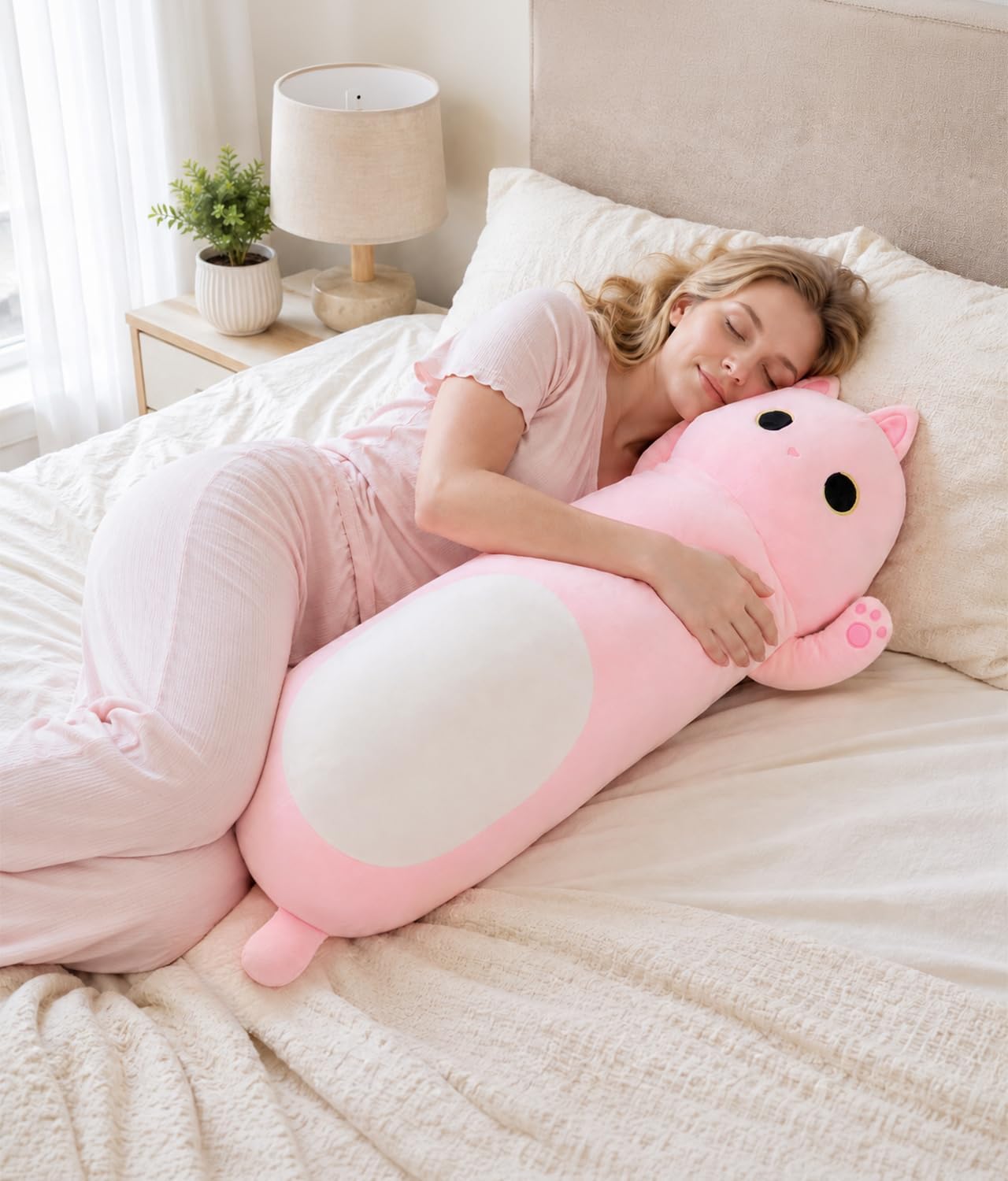 MaoGoLan Almohada corporal larga de gato para niños, felpa de gatit...