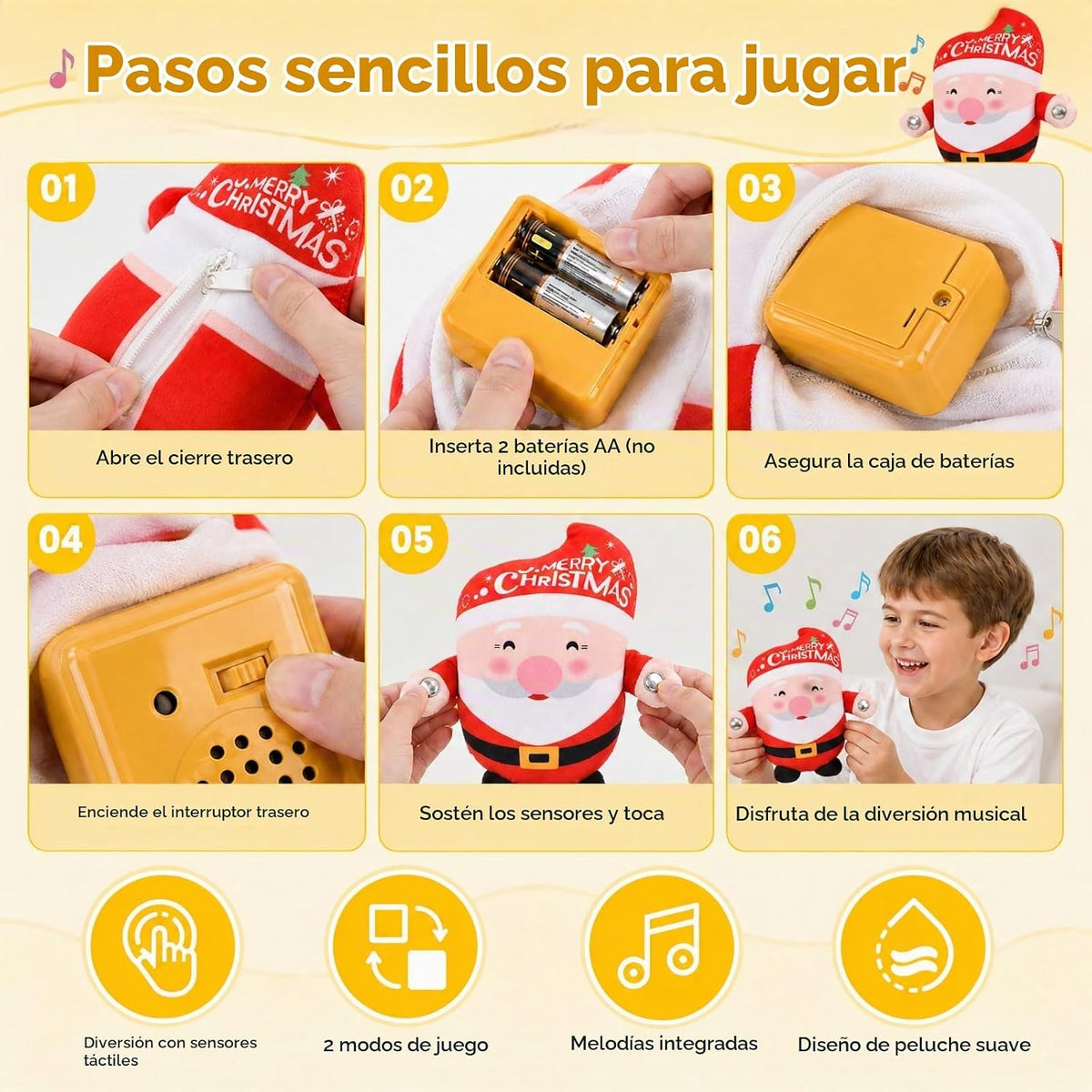 DoddyFun Juguetes sensoriales musicales, juego interactivo de peluc...