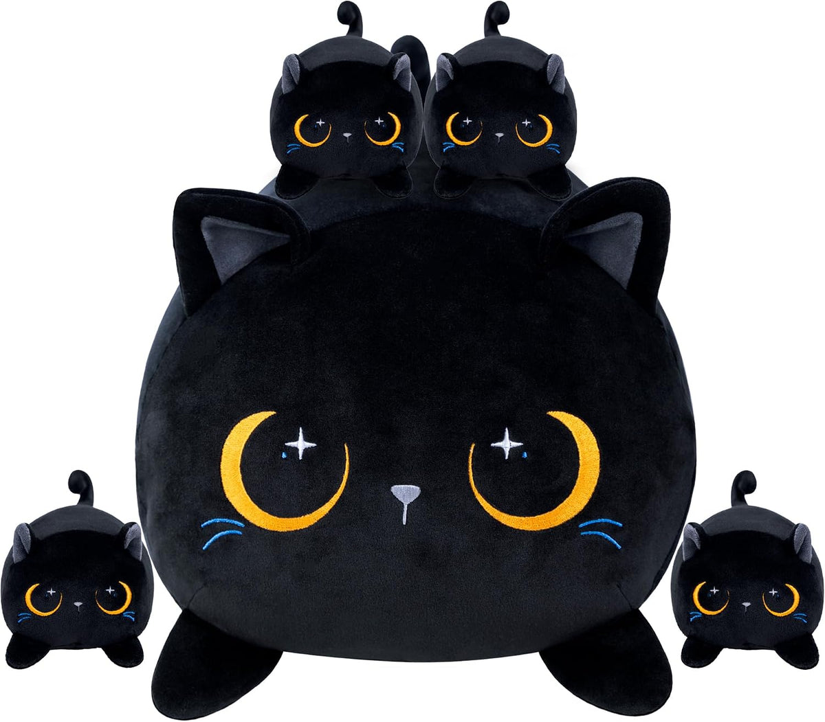 YIIQUWEN Gato Negro de Peluche Lindo Gato de Peluche Suave con 4 Al...