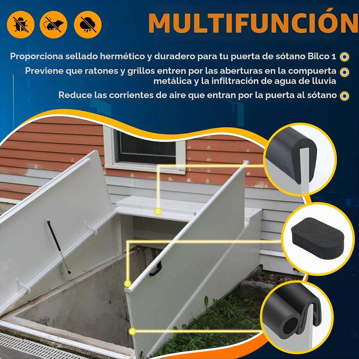 para kit de burletes para puerta de sótano Bilco (4 almohadillas de...