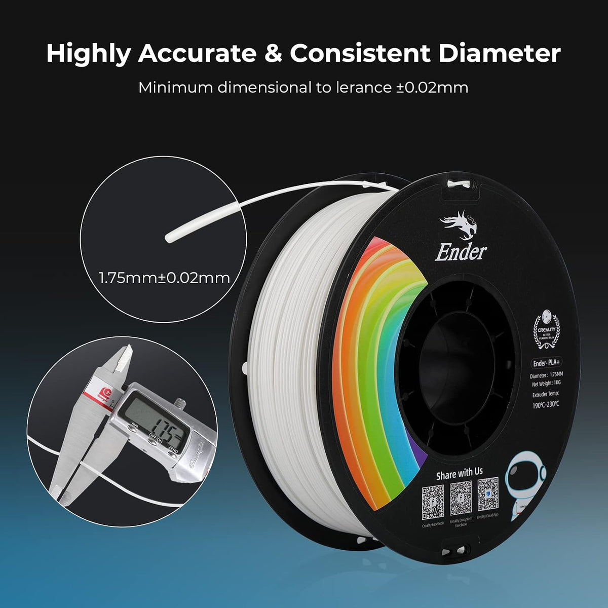 Creality Filamento PLA Plus de 1.75mm, filamento PLA+ mejorado de g...