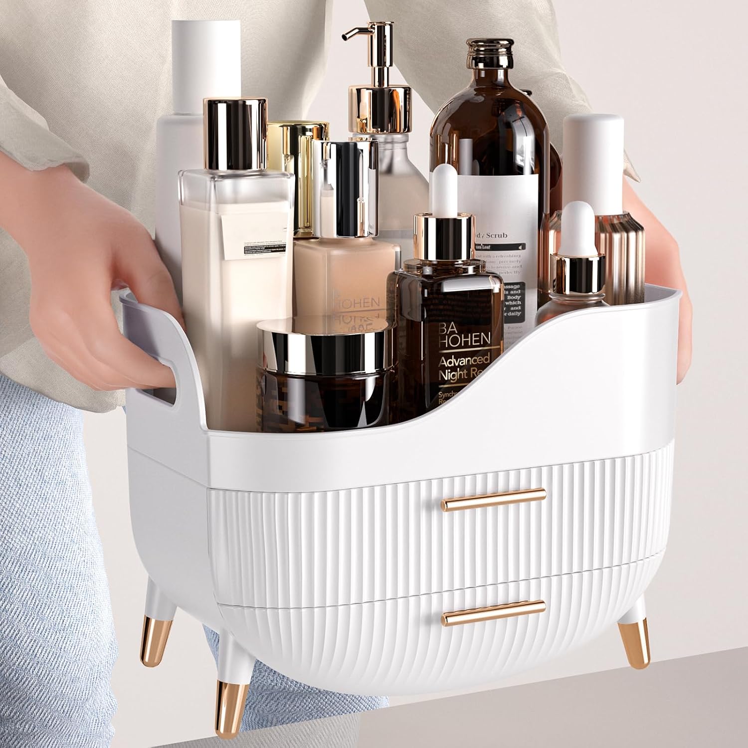 Pajiriona Organizador de maquillaje con cajones, organizador de cui...