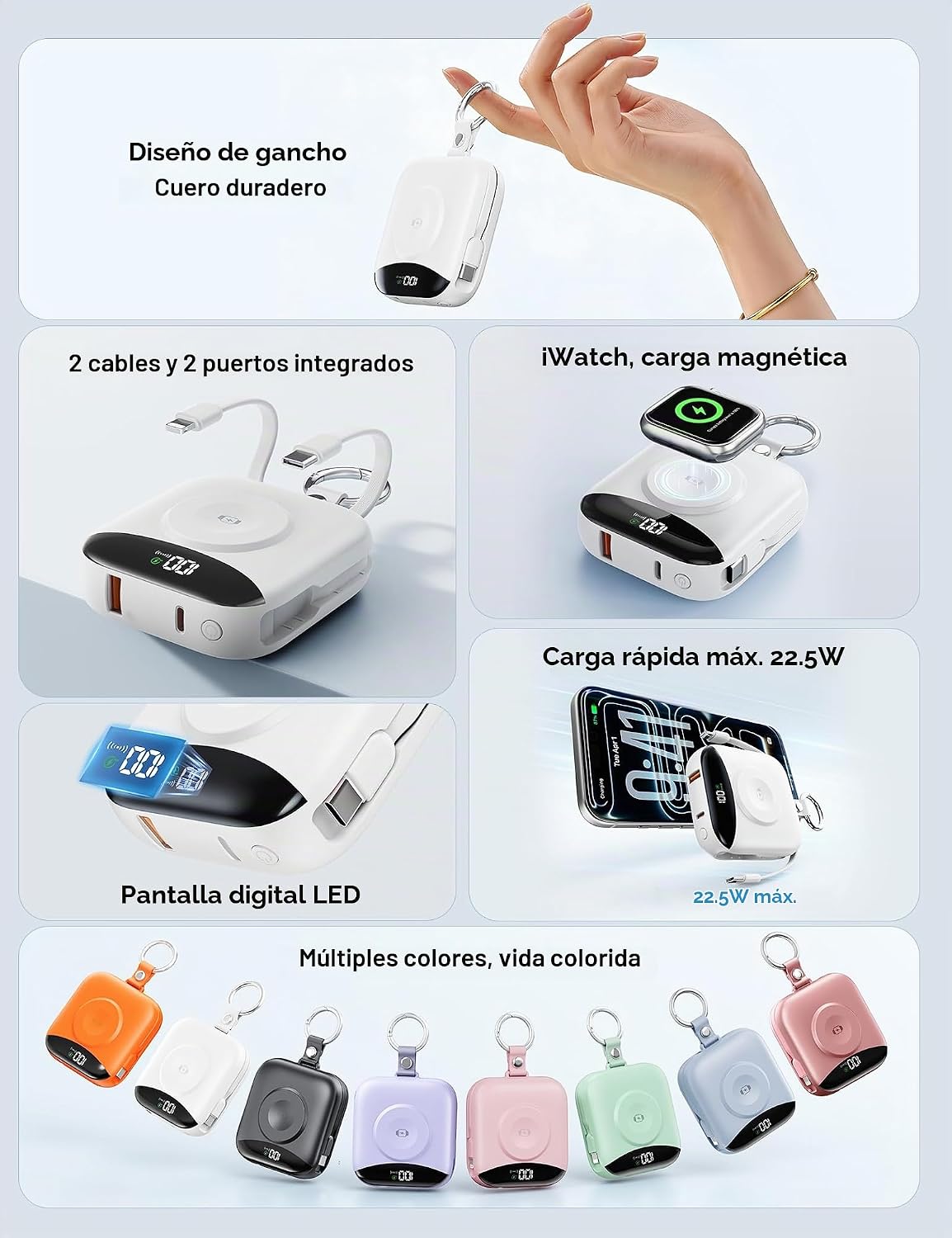 BLJIB Cargador portátil 10000mAh 22.5W Banco de energía incorporado...