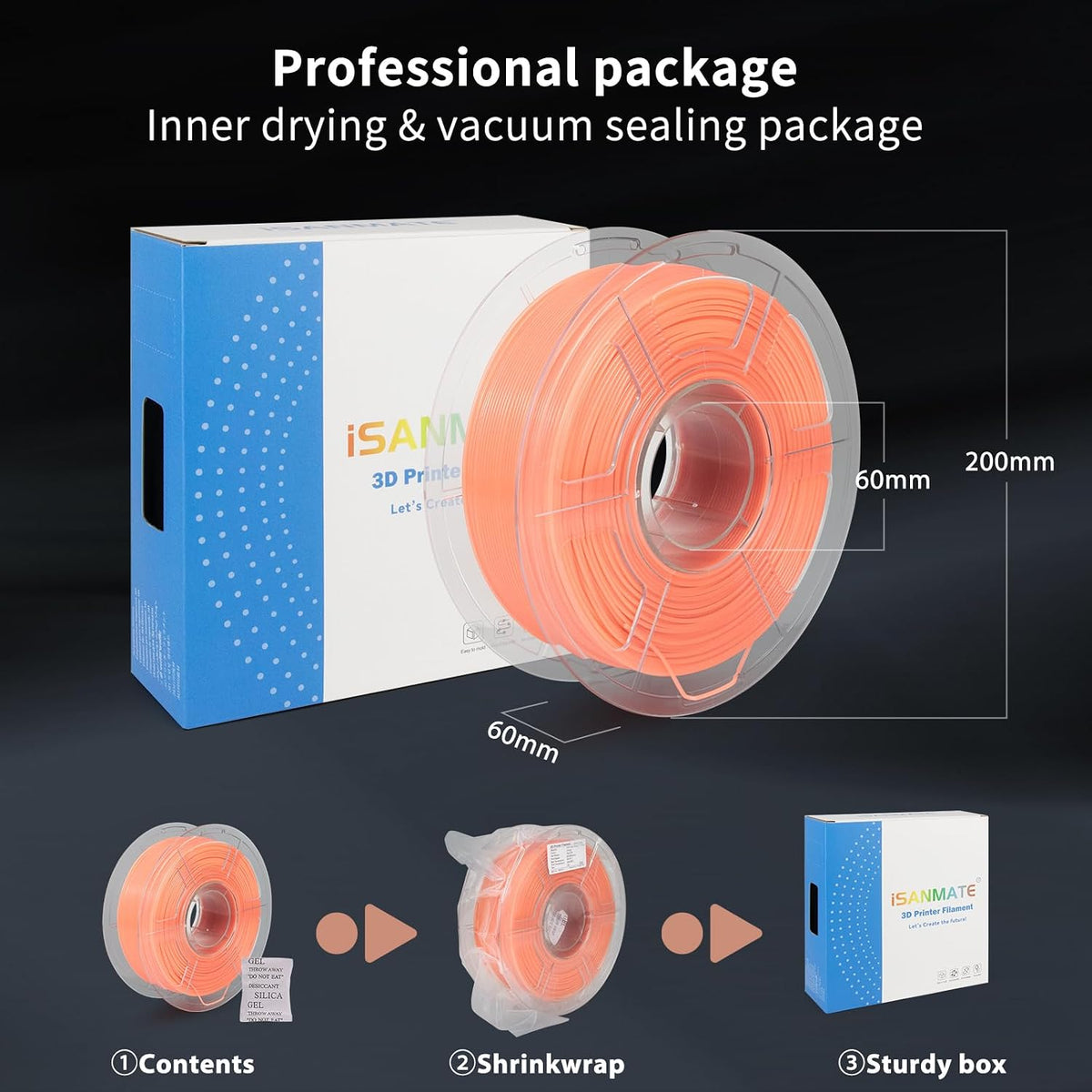 iSANMATE Filamento para Impresora 3D Brillo Naranja PETG, Filamento...