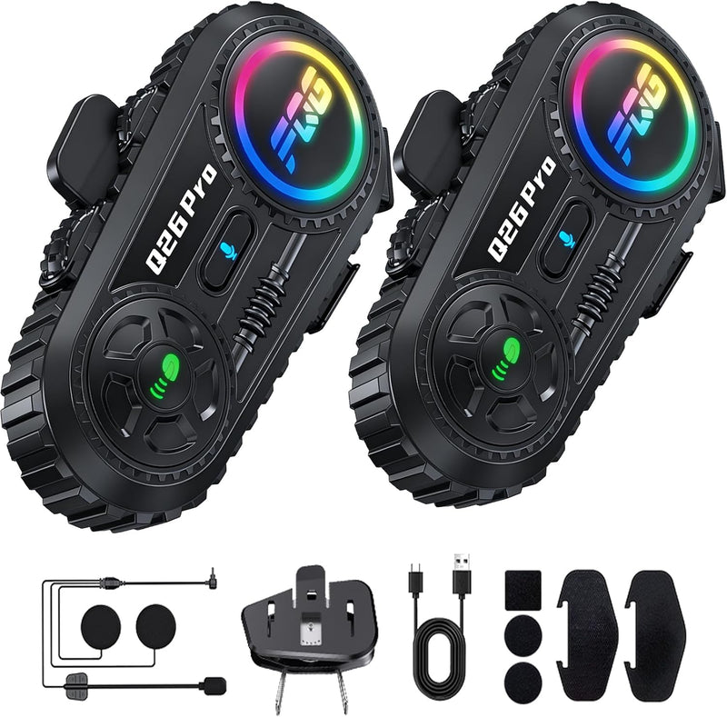 Paquete de 2 auriculares para casco de motocicleta, intercomunicado...