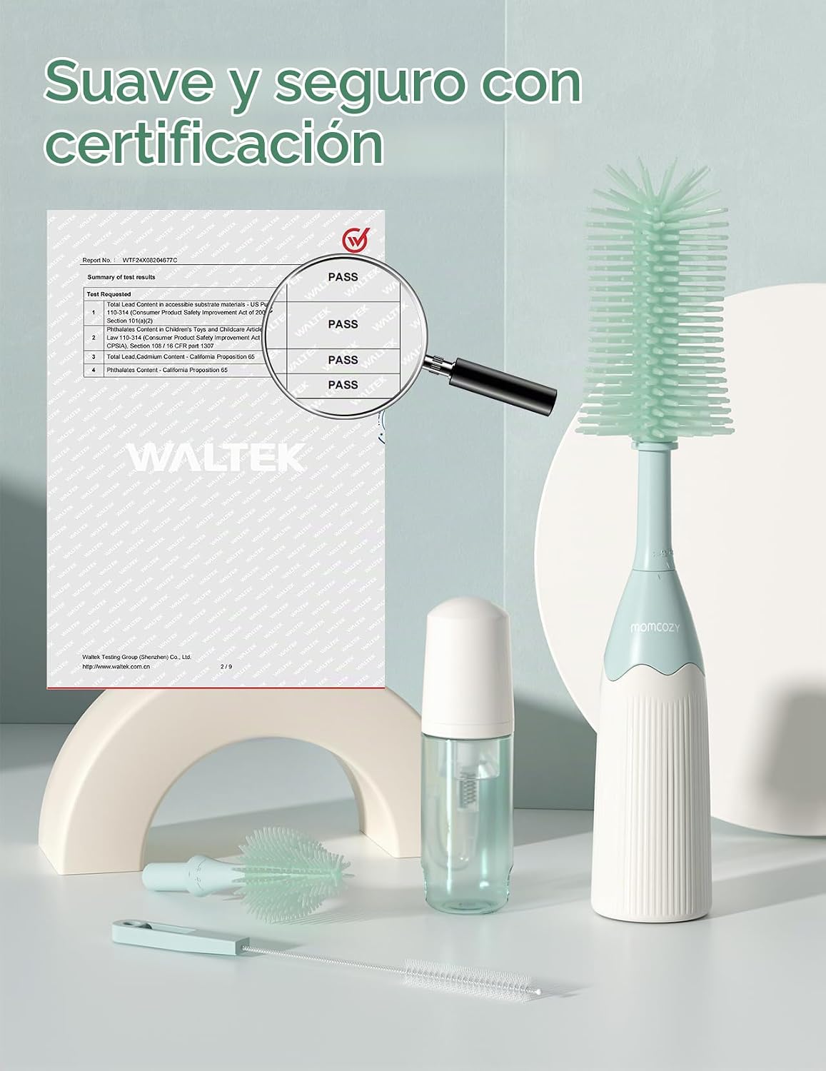 Momcozy Kit de cepillo para biberones, diseño de espuma a presión,...