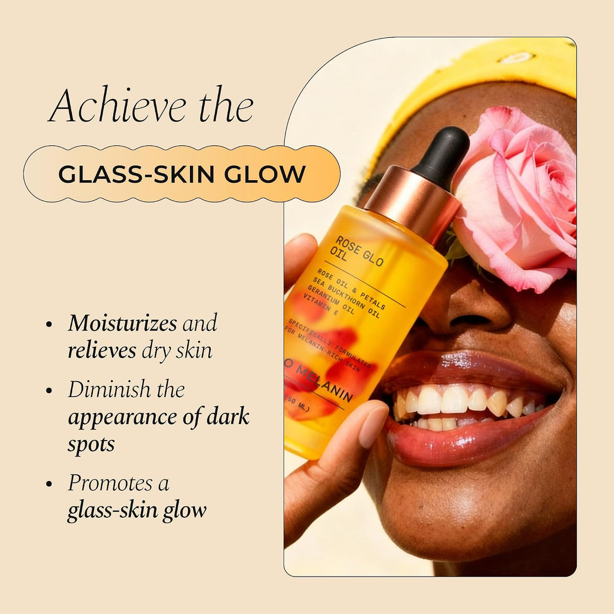 Glo Melanin Aceite Rose Glo \u2013 Aceite facial y corporal natural...
