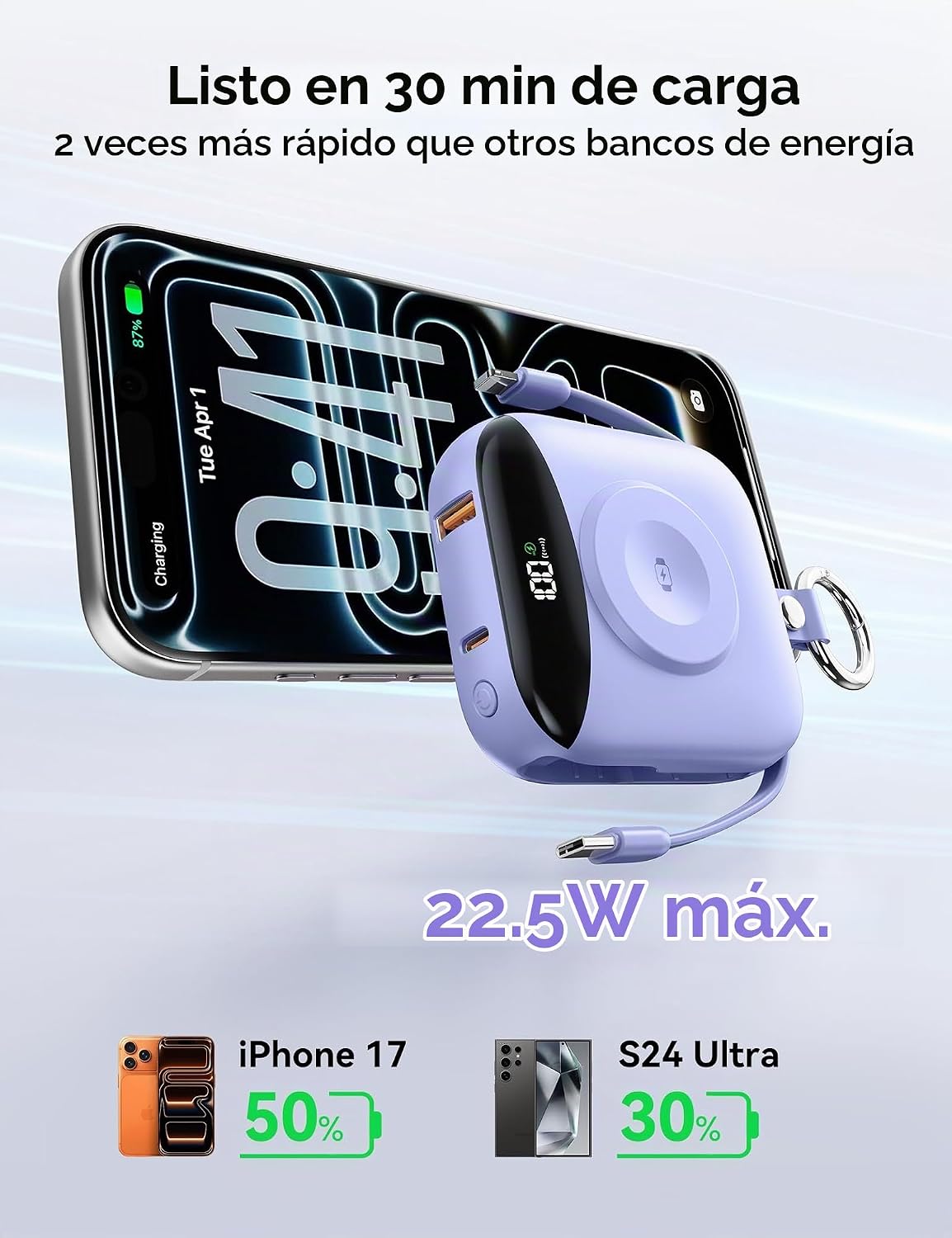 BLJIB Cargador portátil 10000mAh 22.5W Banco de energía incorporado...