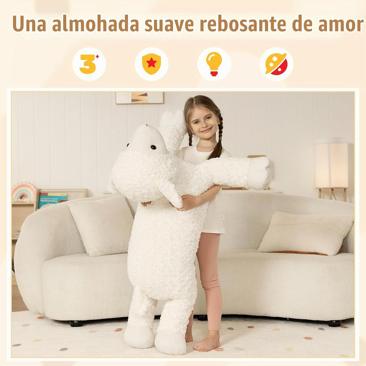 Tezituor 43.3 animal de peluche gigante de ovejas blancas, almohada...