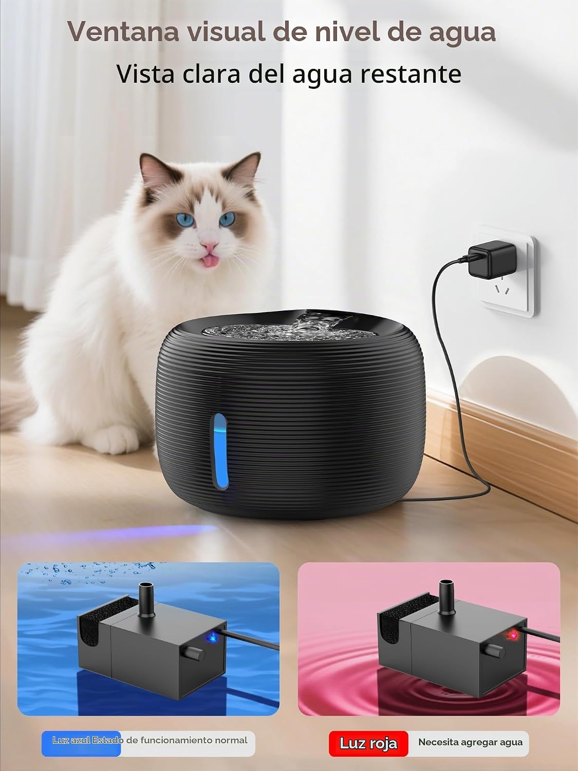 SIBAYS Fuente de agua para gatos, fuente de agua para mascotas de g...