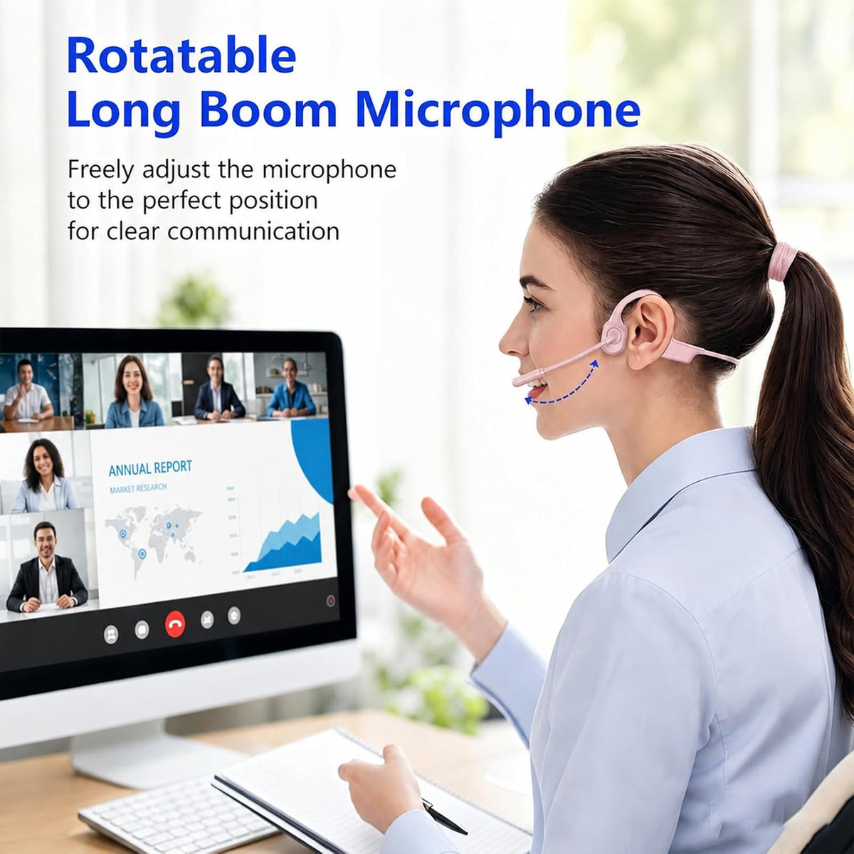 Auriculares abiertos para camionero de conducción ósea con micrófon...