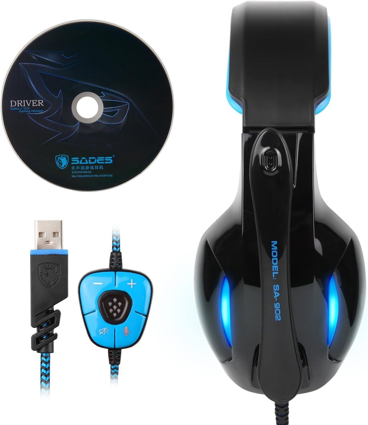 SADES SA902 7.1 USB Auriculares de PC con sonido envolvente Auricul...
