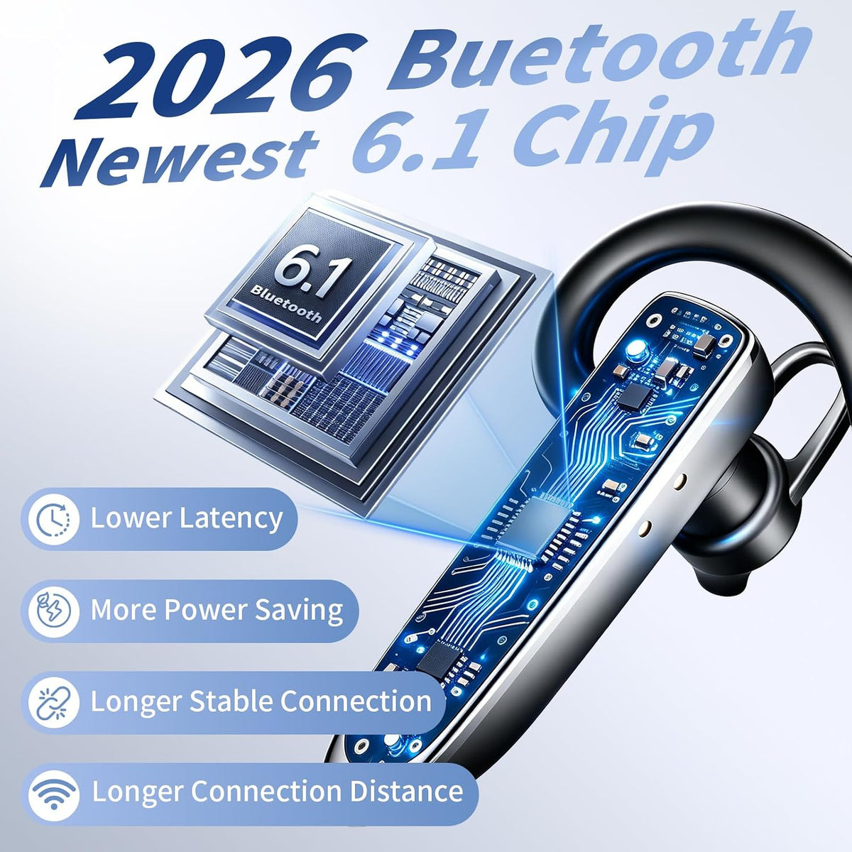 Xoruezls Auriculares Bluetooth 6.1, auricular inalámbrico con dongl...