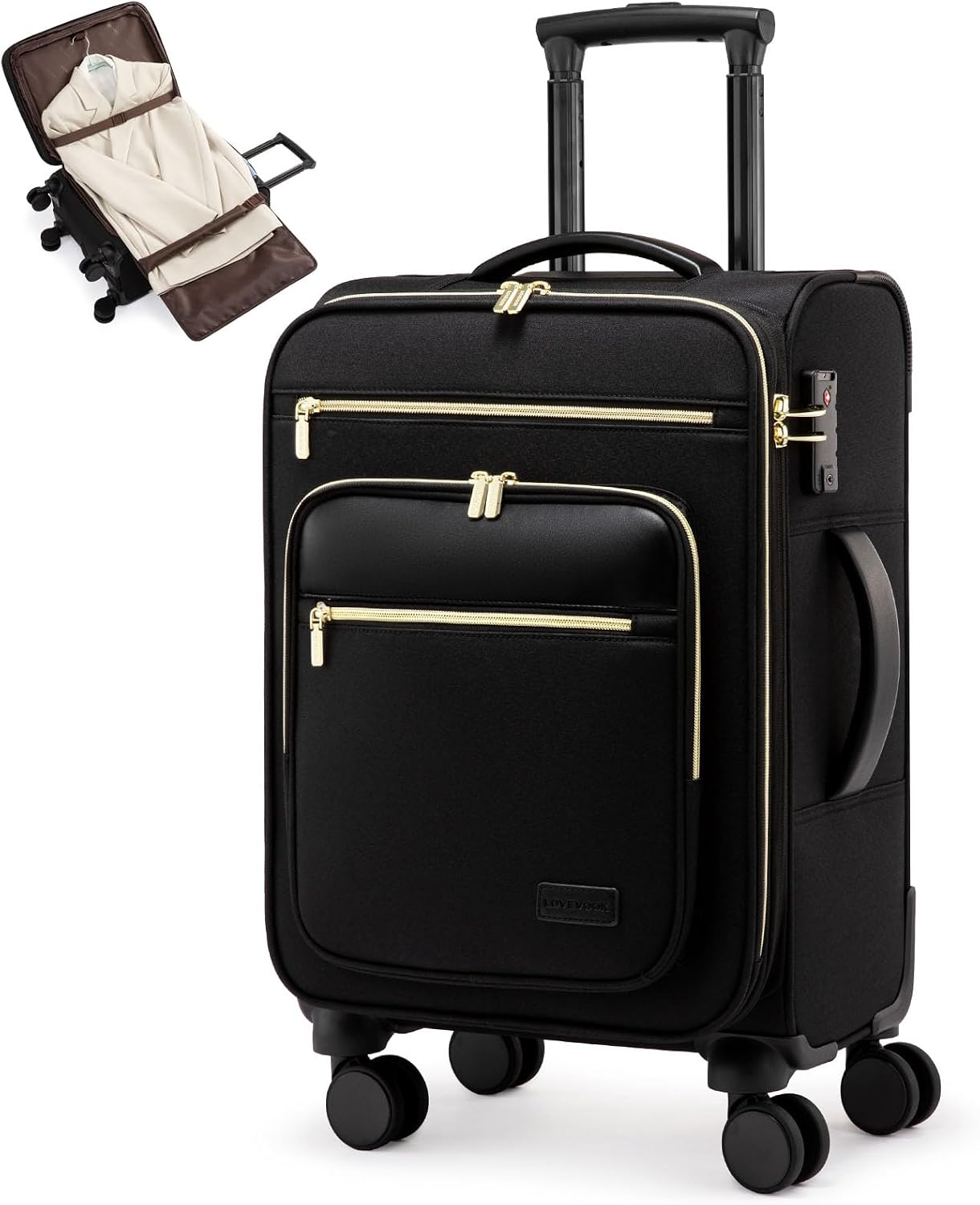 LOVEVOOK Maleta de mano de 22 x 14 x 9 aprobada por aerolínea, equi...