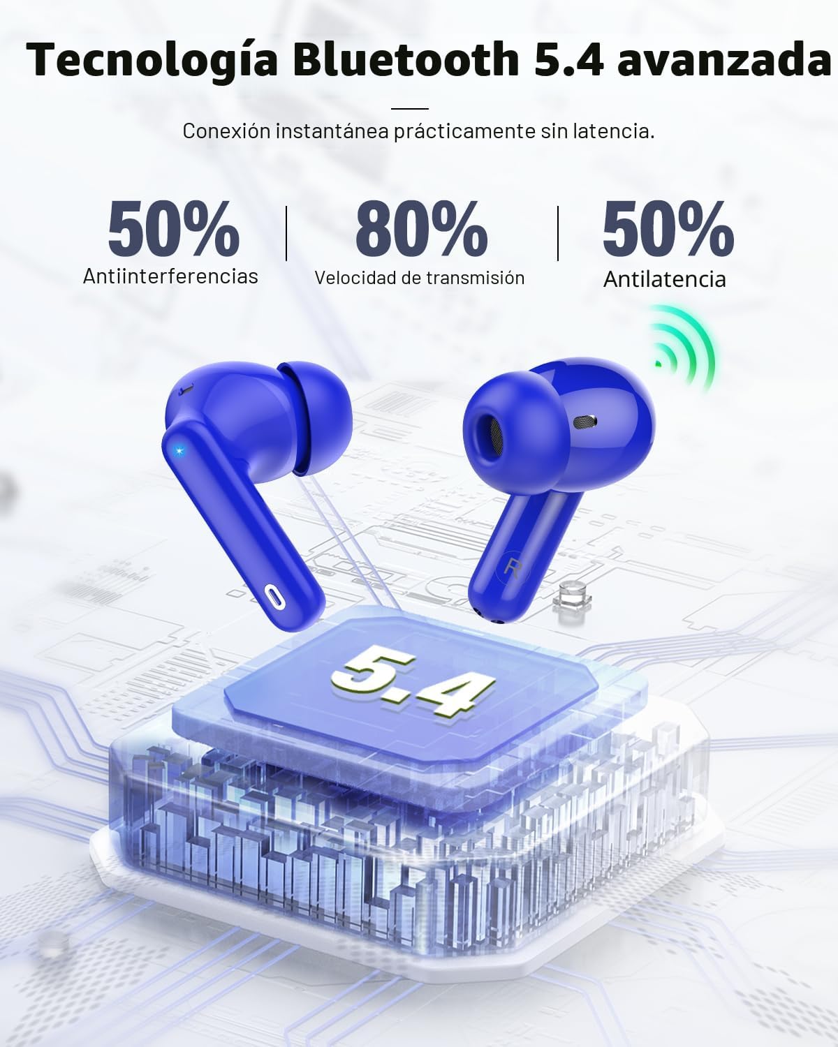 Auriculares inalámbricos, Bluetooth 5.4 Auriculares estéreo y llama...