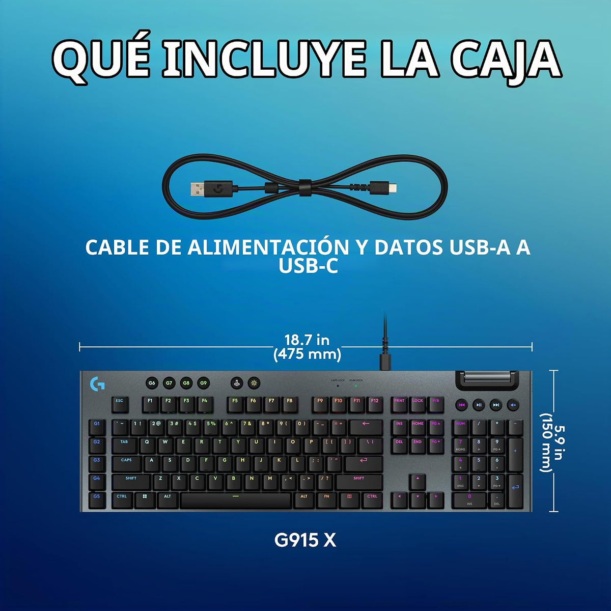 Logitech G915 X Teclado con cable para juegos (lineal) - Negro | Pe...