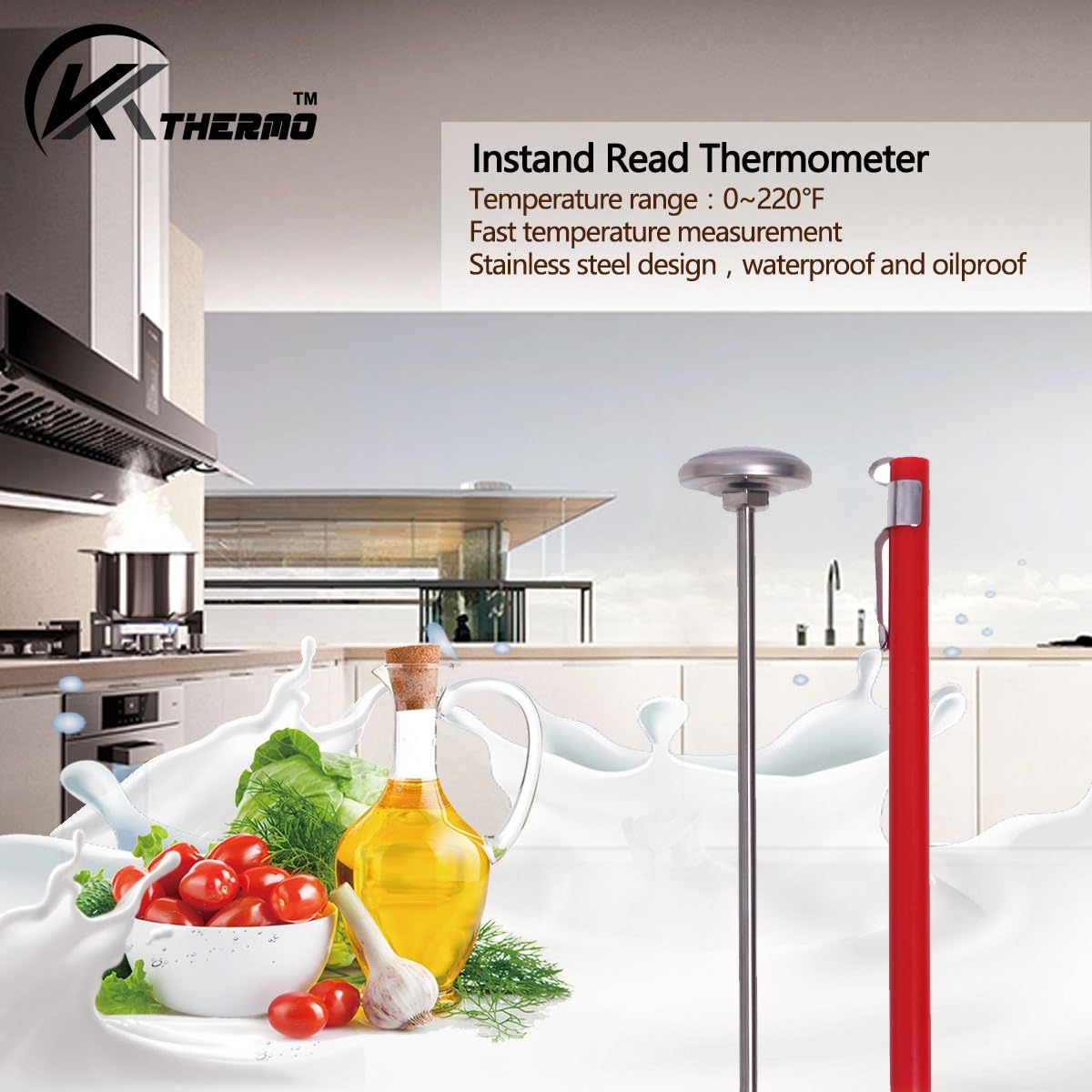 KT THERMO Termómetro de lectura instantánea con esfera de 1 pulgada...